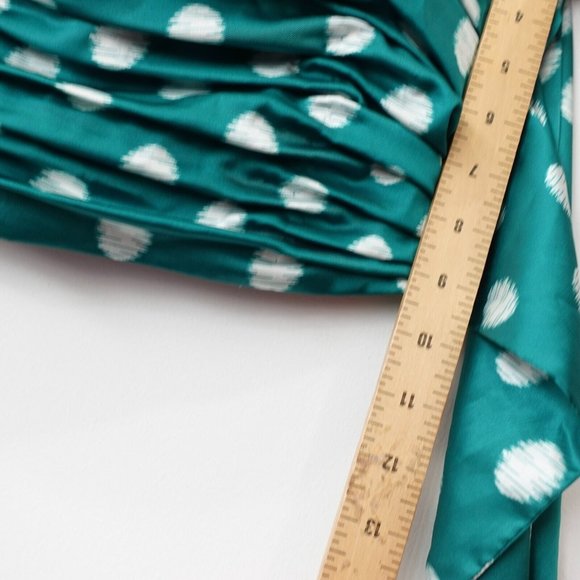 Cocktail Crop Top Small Polka Satin Pleated Ruched Stretch Green Bandeau HUTCH 4 - Picture 4 of 9